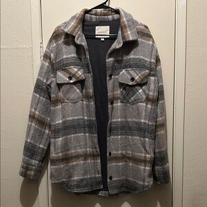Thread & Supply Charcoal Plaid Shirt Jacket